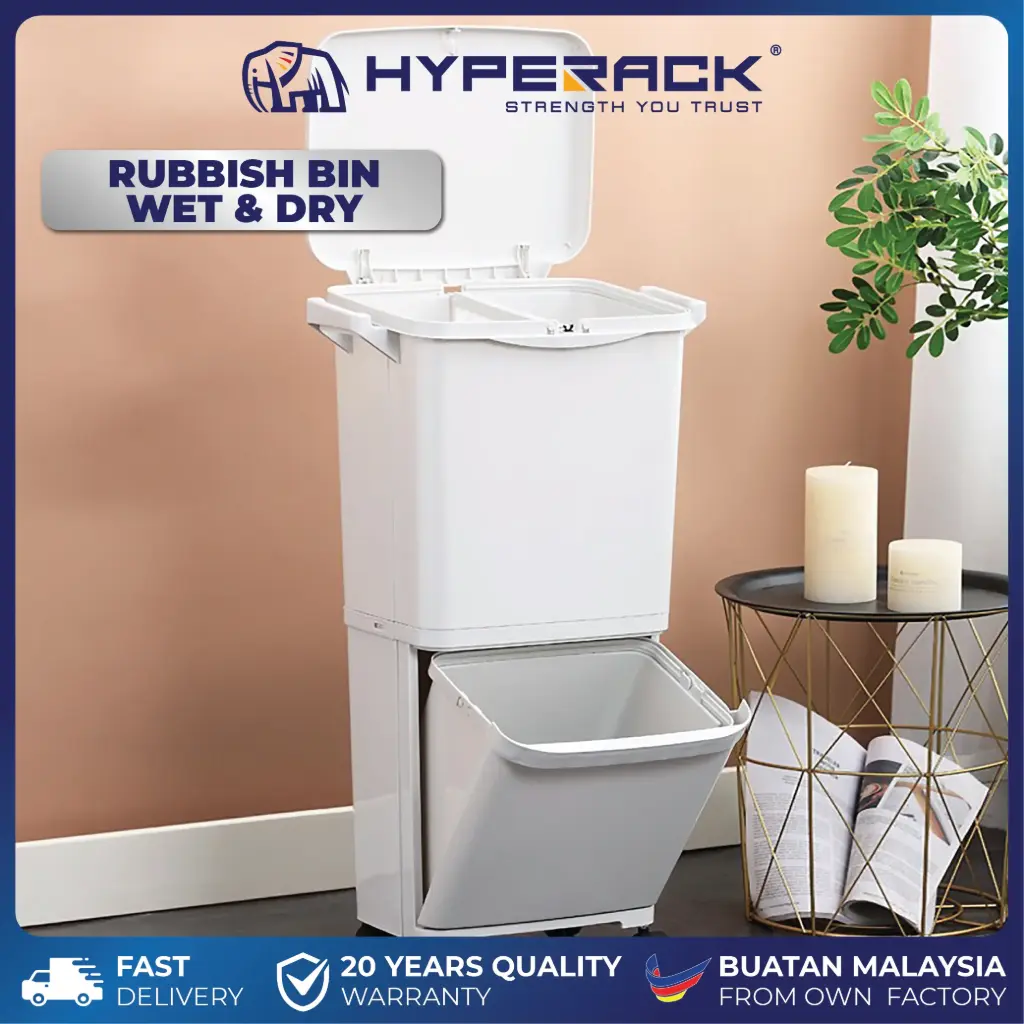 HYPERACK ™️ Modern Rubbish Bin Wet and Dry for Recycle Garbage Trash