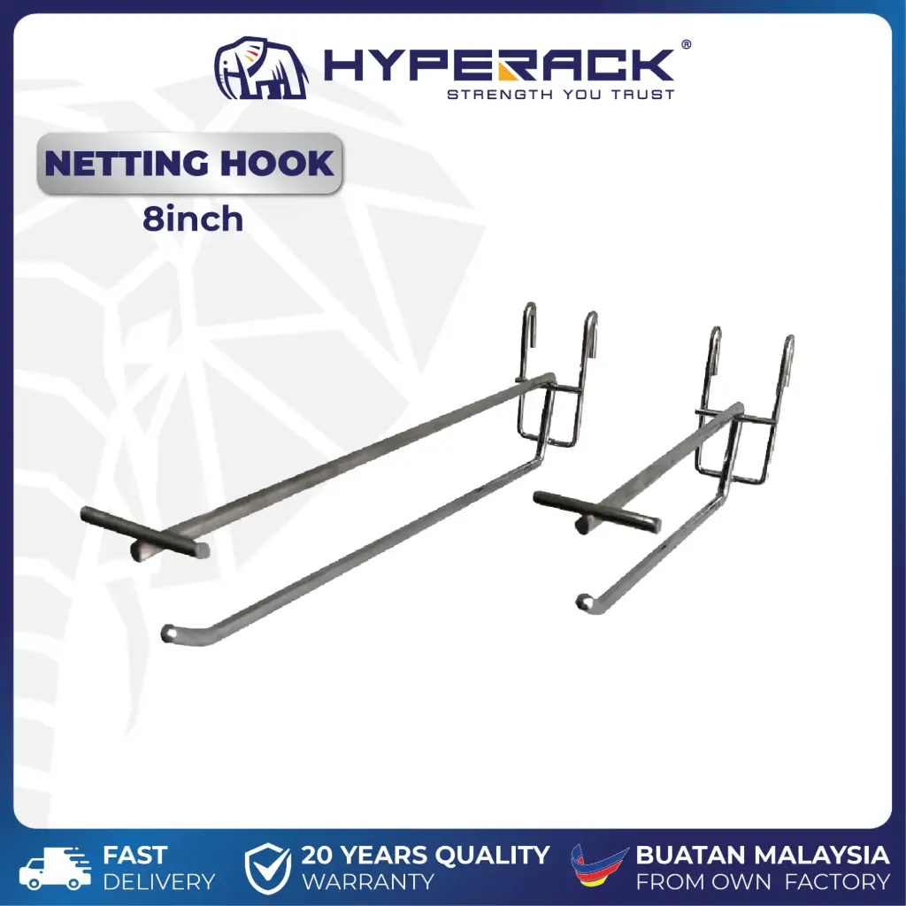 HYPERACK ™️ Netting Hook 8inch with Price Tag Holder (Chrome)