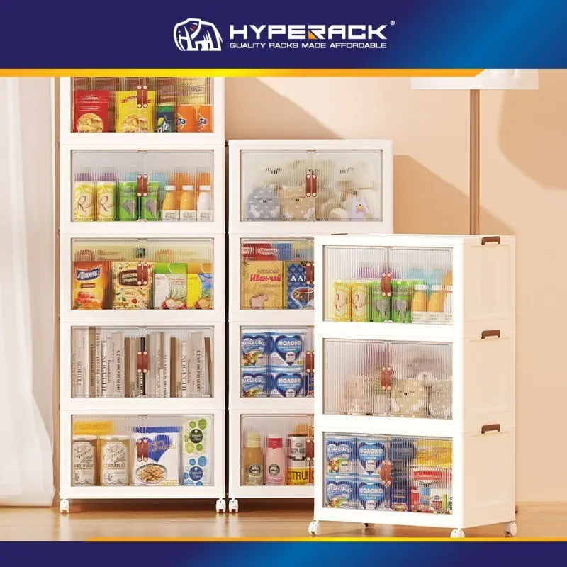 HYPERACK ™️ Storage Cabinet Box Multipurpose Stackable Foldable With 2 Doors And Wheel