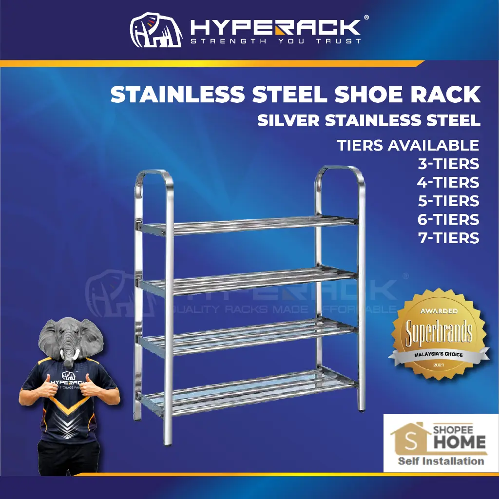 HYPERACK ™️ Stainless Steel Shoe Rack Shelf Cabinet