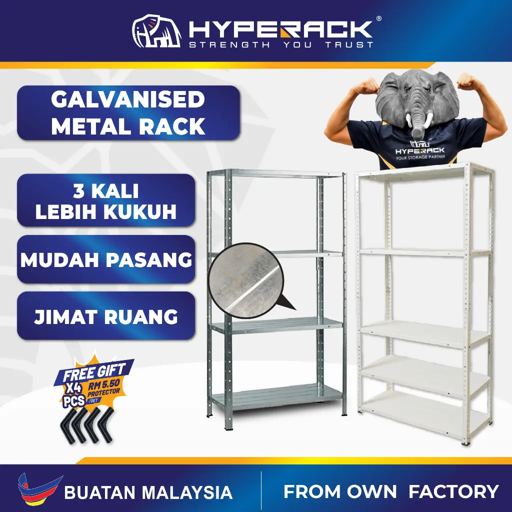 HYPERACK ™️ Galvanised Metal Rack Kitchen Storage Shelf