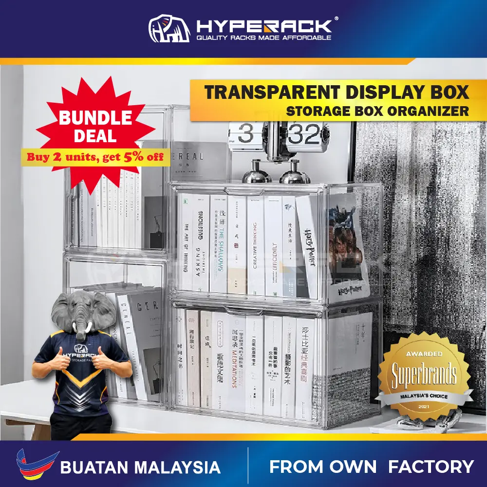 HYPERACK ™️ Transparent Display Box Stackable Storage Organizer