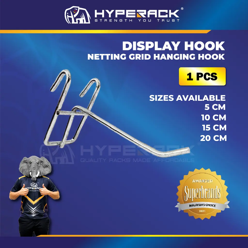 HYPERACK ™️ Netting Grid Wire Hook Hanging Display (White / Chrome)