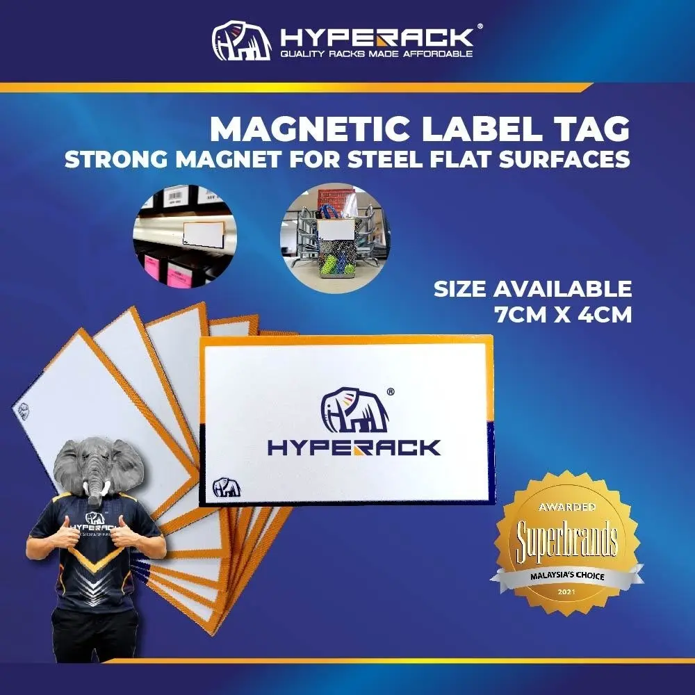 HYPERACK ™️ Magnetic Label Tag Reusable Strong Magnet Card Rak Besi Fridge