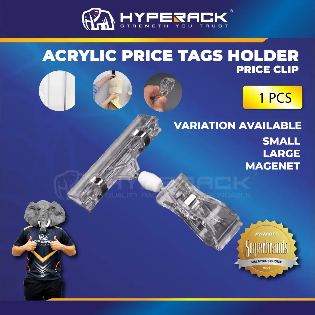 HYPERACK ™️ Clear Rotatable Pop Sign Card Display Acrylic Clip Price Tags Holder