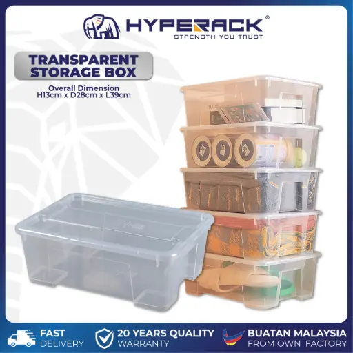 [TSB-A-13H] HYPERACK ™️ Transparent Storage Box IKEA Samla Style Organizer box (A Series) Model 13H (H13cm x D28cm x L39cm)