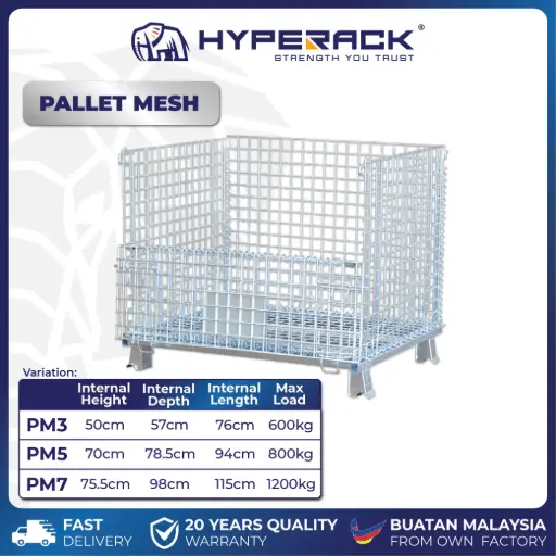 HYPERACK ™️ Pallet Mesh Cages Heavy Duty Max Load 600kg / 800kg / 1200kg Warehouse PM-3 / PM-5 / PM-7