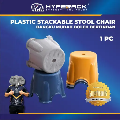 HYPERACK ™️ Plastic Stool Chair Stackable Simple Bench Seat Bangku Kerusi Dapur
