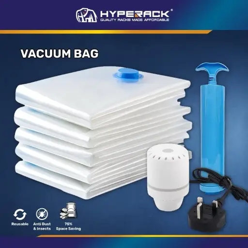 HYPERACK ™️ Beg Plastik Vakum Baju Storage Travel Vacuum Plastic Bag Set for Clothes Comforter