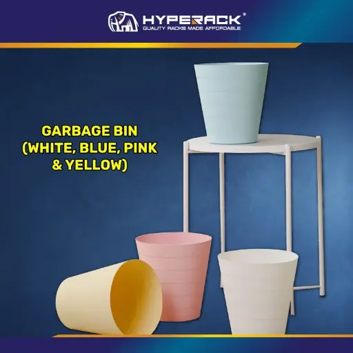 HYPERACK ™️ 6.8L Plastic Garbage Bin Round Dustbin Home Office Colourful Waste Bin Tong Sampah