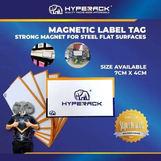 HYPERACK ™️ Magnetic Label Tag Reusable Strong Magnet Card Rak Besi Fridge