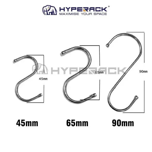 HYPERACK ™️ S-Shaped Stainless Rack Hanging Hooks Household Clothes Hook Metal Hook Penyangkut Baju