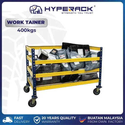 [BRWTR] HYPERACK ™️ 400KG Work Tainer Trolley Wagon Tool Cart Metal Rack